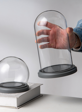 永生花玻璃罩手工diy桌面摆件防尘罩子精品透明展示盒eva防脱底座