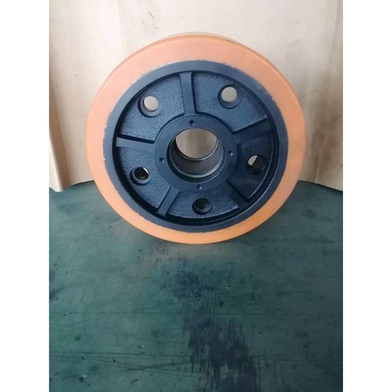 合力1.6吨叉车前轮载重轮子285*100-68-4孔 HELI承重轮PU包胶轮