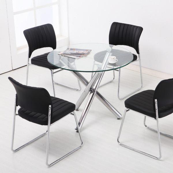 小圆桌椅子组合钢化玻璃餐桌现代简约桌子商务办公会客接待洽谈桌,住宅家具,玻璃餐桌,淘宝优惠券,粉丝福利购,淘宝优惠卷