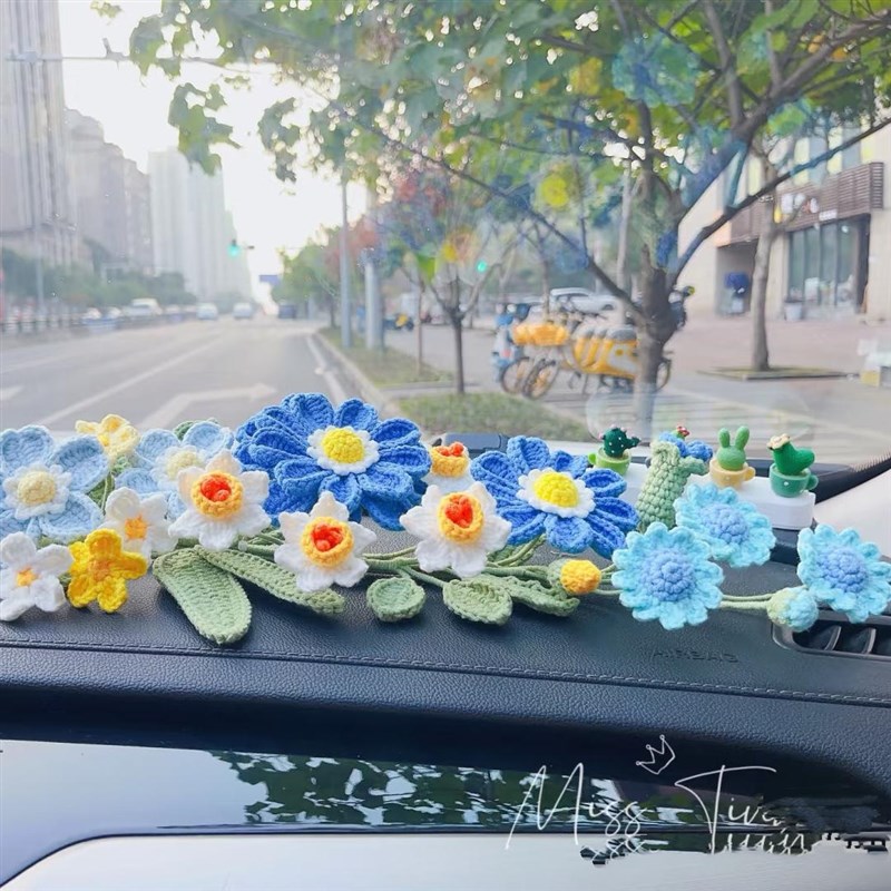 diy一路生花手工编织花束DIY材料包自制一路顺风摆件出风口夹全套