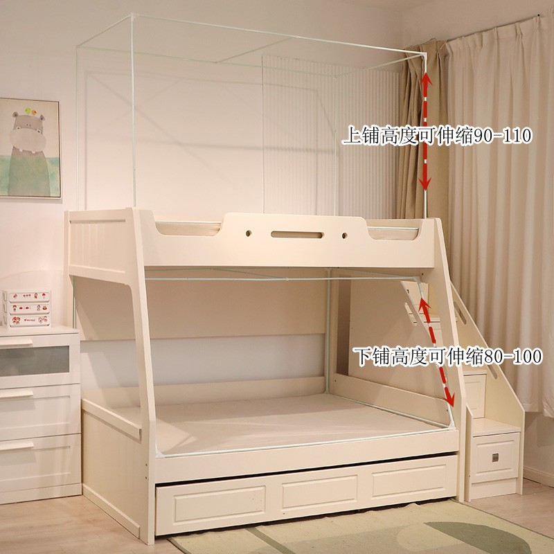 伸缩子母上下床儿童防摔蚊帐学生宿舍遮光床帘一体上下铺单人床幔