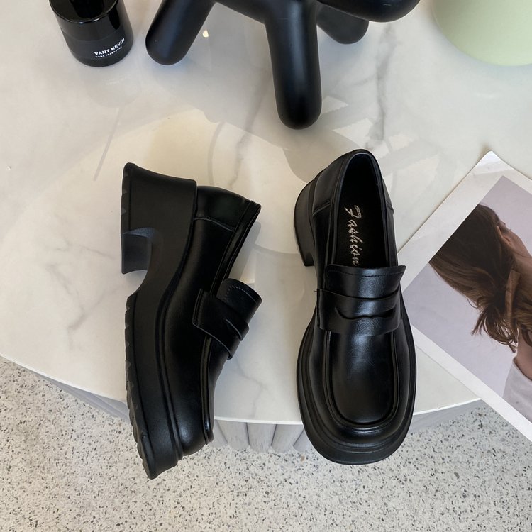 大码女鞋41一43黑色小皮鞋女英伦风厚底日系jk制服鞋学院高跟单鞋