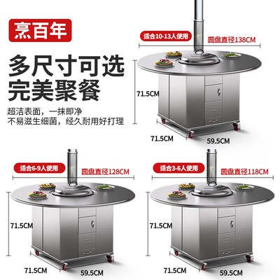 圆桌面柴火灶烧木柴家用农村大铁锅台材火无烟不锈钢新款型炉灶台