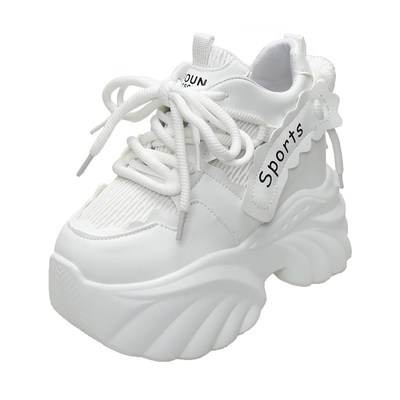 10cm松糕厚底老爹鞋女春秋小个子增高2025新款黑色百搭休闲运动鞋