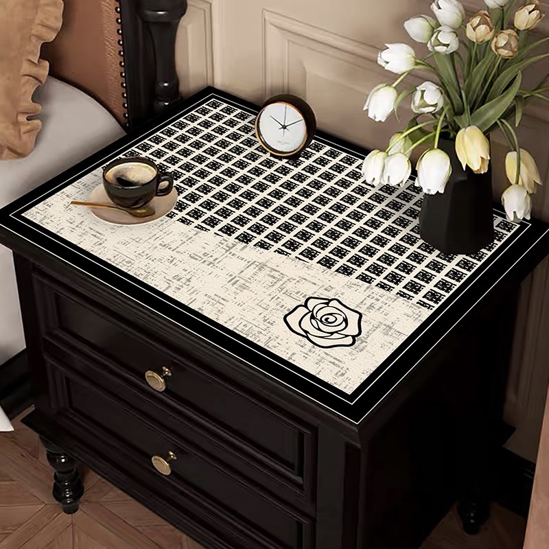 现代轻奢床头柜防l尘盖垫小香风梳妆台面防水防油免洗桌垫洗衣机
