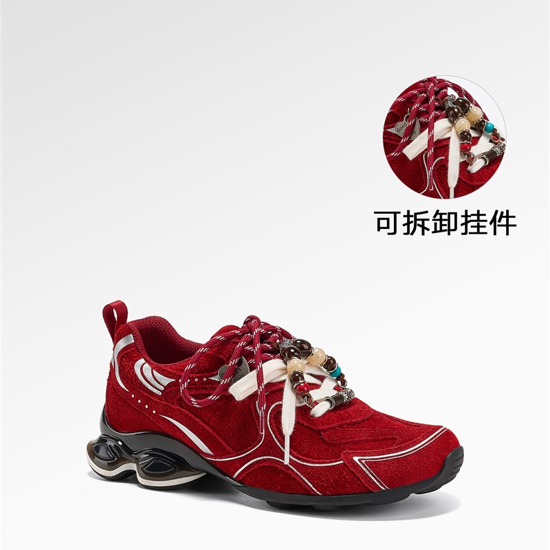GGCC覆古涡轮老爹鞋女款C2025秋季新款增高厚底德训鞋红色休闲鞋