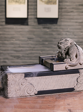 貔貅招财流水摆件 m中式家居喷泉风水鱼缸客厅镇宅桌面加湿器摆设