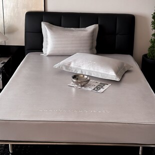 A类冰丝凉席床笠款 空调席子三件套凉感折叠软藤席 可水洗机洗夏季