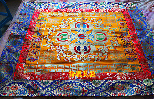 藏式  高档法桌布 金刚多杰法黄色桌布 双层