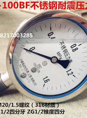 不锈钢耐震压力表YN-100BF 耐高温蒸汽压力表 径向充油抗震压力表