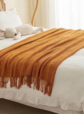 布草北欧民宿酒子床尾巾午睡空毯盖VYP毯流苏沙发毯搭巾调床旗垫