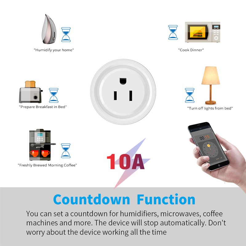 wifi涂鸦APP美规智能插座远程手机控制天猫精灵语音定时单插