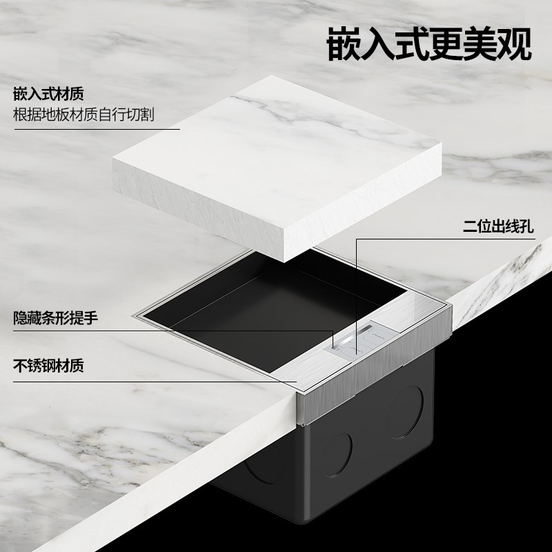 不锈钢地插插座超薄嵌入式隐形瓷砖木地板大理石纯平地面防水地插