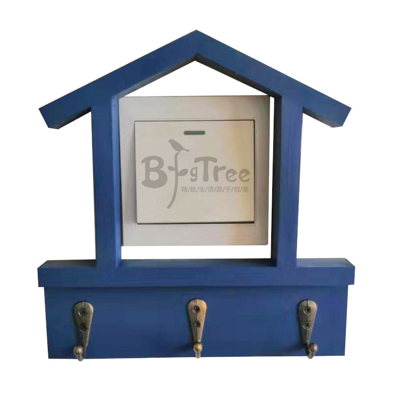 复古带挂钩实木开关装饰温馨插座贴实用玄关门口电控专用开关套