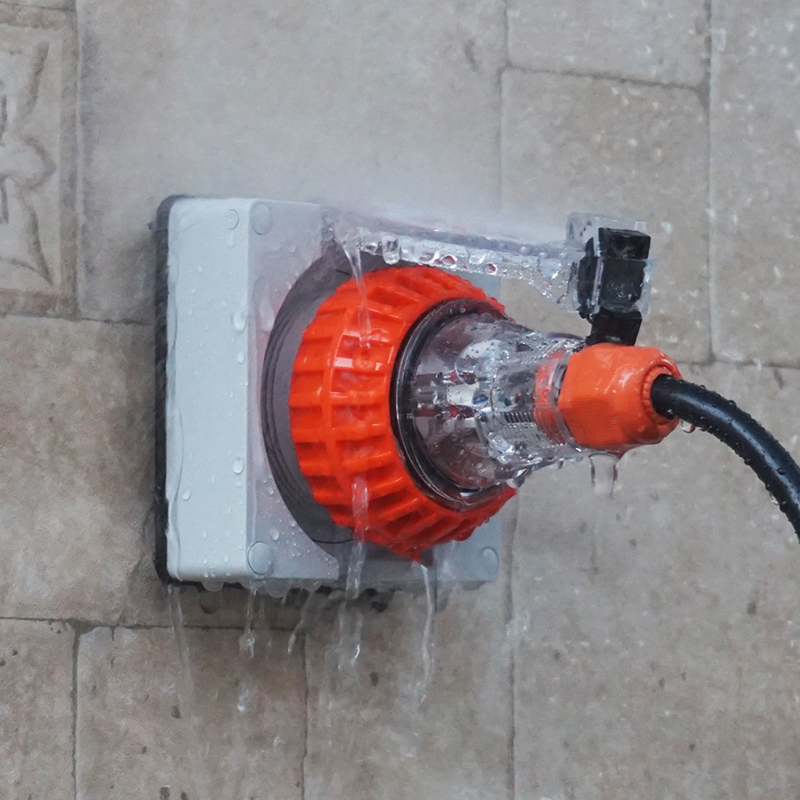 指印室外防水插座户外浴室防雨五孔明装明盒家用16a工业开关面板