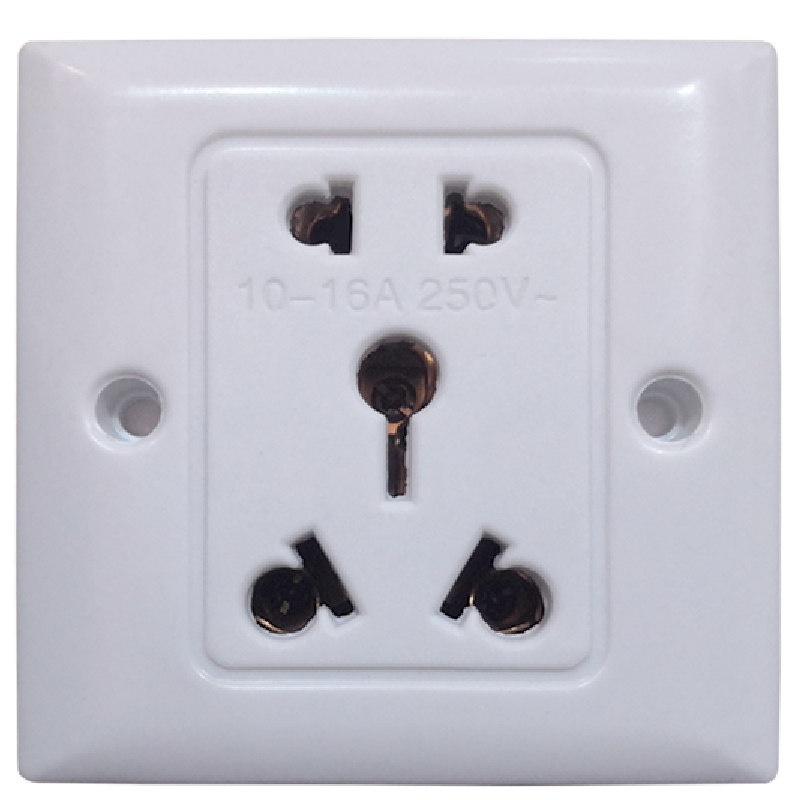 万德全16A大功率陶瓷耐高温 五孔开关插座面板86型暗装二三插电源