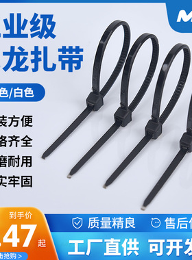 塑料尼龙扎带拉紧器强力束线带固定捆绑带自锁式卡扣黑白色扎线带