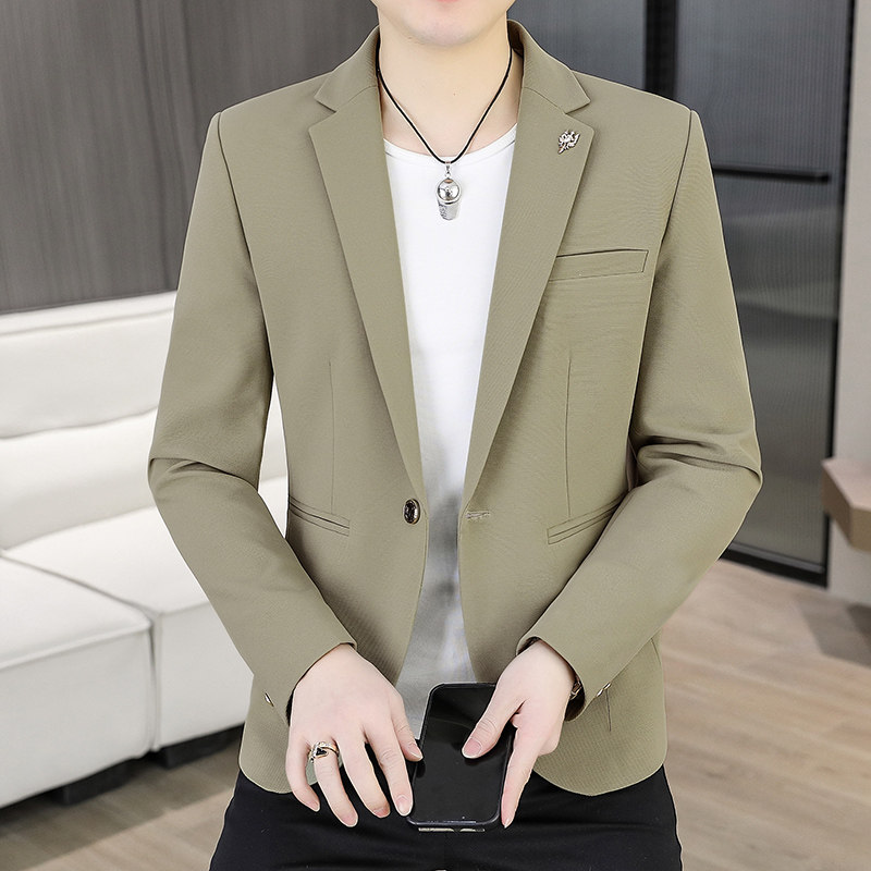 男士春秋免烫修身商务休闲小西服