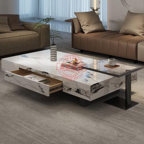 意式极简轻奢岩板茶几现代简约设计师客厅大小户型家用长方形茶几