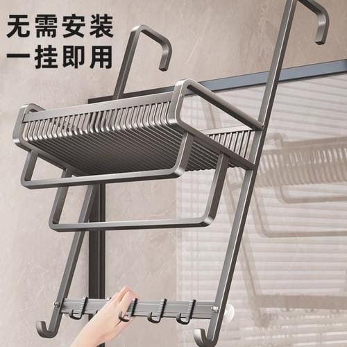 浴室毛巾架免打孔厕所浴巾架毛巾杆卫生间置物架淋浴房玻璃门挂架