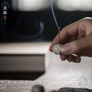 至观陶瓷香炉香薰线香炉供佛香插家用室内供奉烧香熏香小号檀香炉