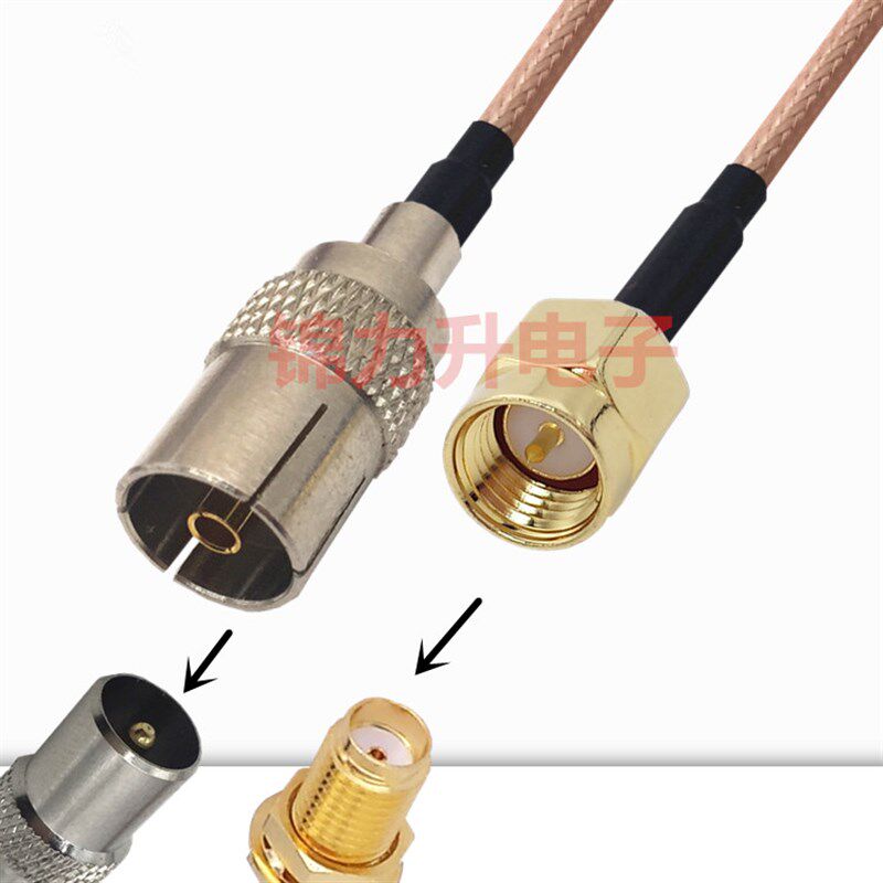 TV转SMA公头连接线TV母头转接线射频线RF有线电视天线母ICE同轴线