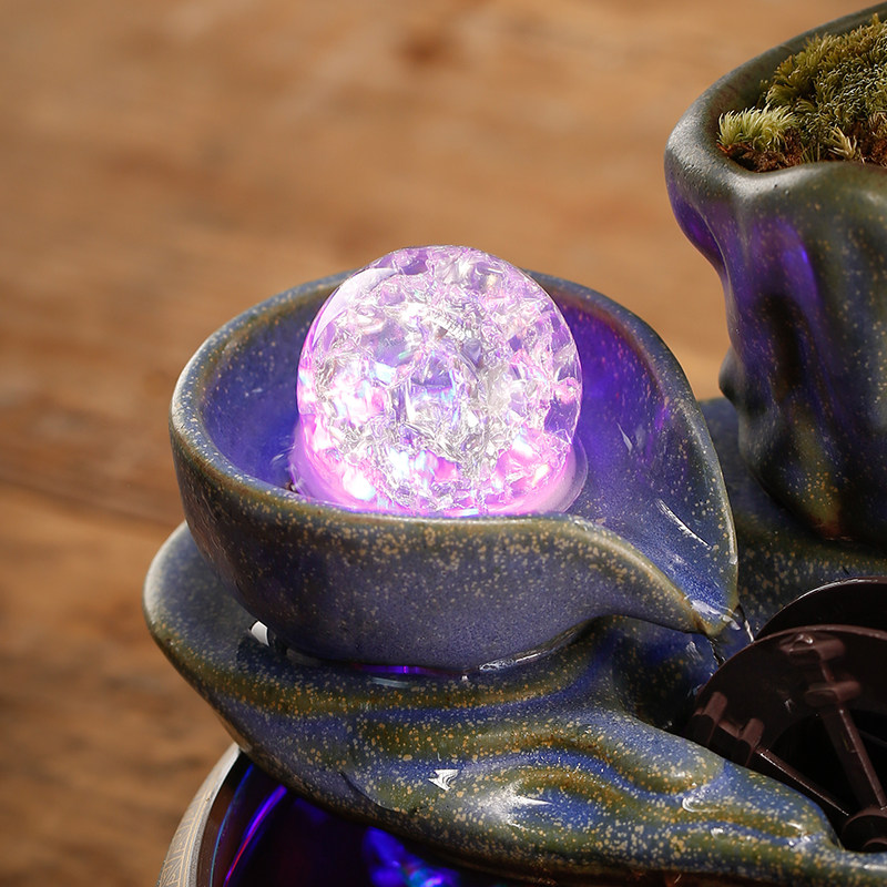 水晶冰裂球玻璃球球风水轮配件假山气泡球喷泉流水盆景转运球摆件