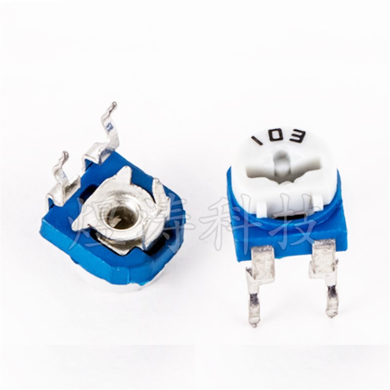 卧式RM065-103 1K2K5K10K50K100K1M100R 兰蓝白可调电位器WH06-2