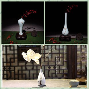 景德镇陶瓷手绘小花瓶花器花插 观音瓶梅瓶 家居饰品茶艺零配件