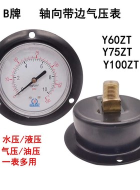 B牌Y50ZT60ZT轴向带边气压表水压表2分Y75ZTY100ZT10kg真空表3分