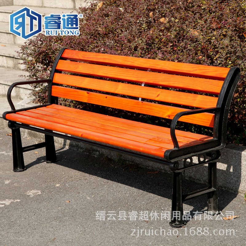 公园椅户外休闲园林椅铸铁防腐木长条排椅塑胶木座椅广场长椅子