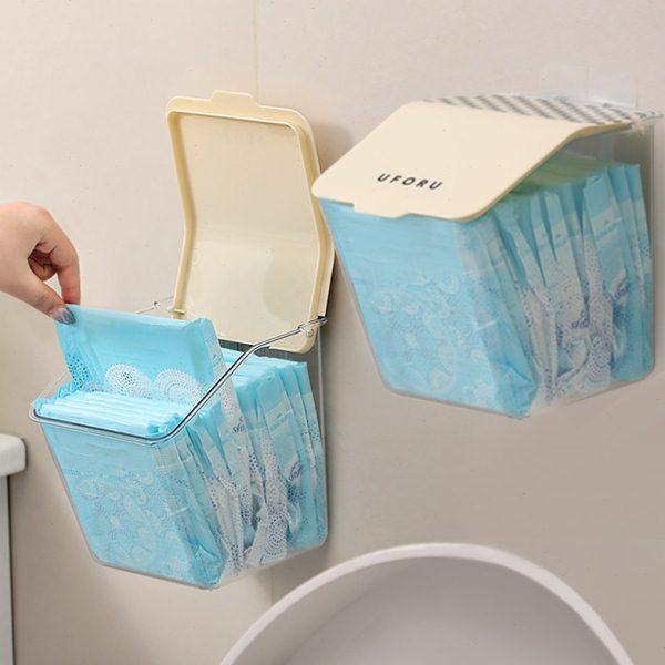 卫生巾壁挂式收纳盒厕所装放姨妈巾棉条浴室洗手间带盖防水整理箱,收纳整理,壁式收纳盒,淘宝优惠券,粉丝福利购,淘宝优惠卷