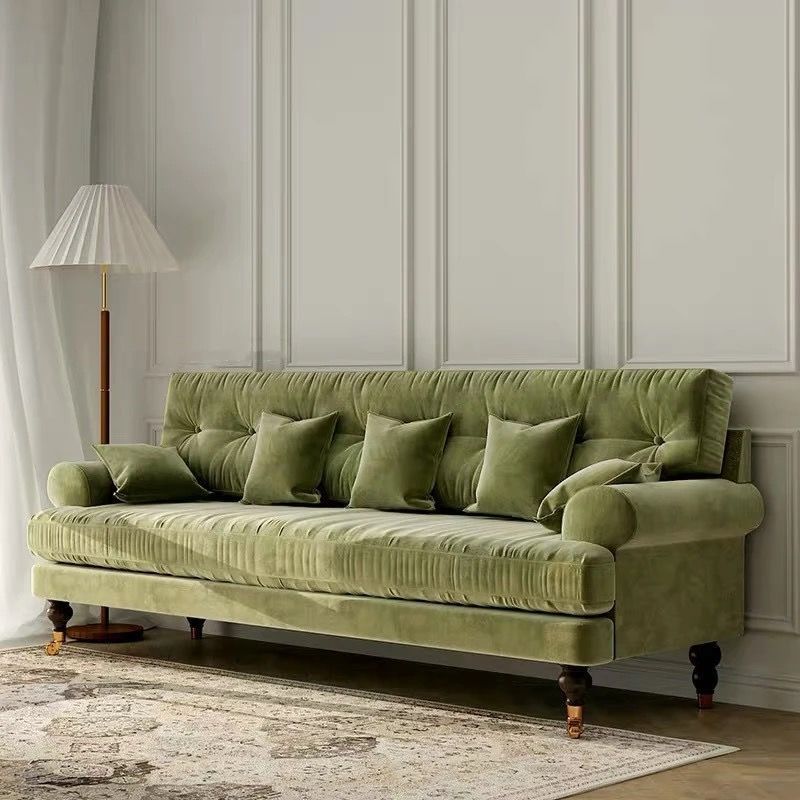 美式轻奢布艺沙发三人位小户型客厅123组合转角丝绒复古拉扣家具