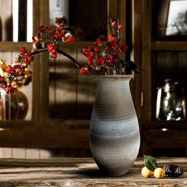 粗陶文艺陶陶瓷小花花盆手工雕刻复古做旧仿古土陶坛子插干花,特色手工艺,青花瓷,淘宝优惠券,粉丝福利购,淘宝优惠卷