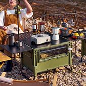 户外露营折叠桌箱桌子手提置物架烧烤收纳箱野餐移动厨箱子便携式