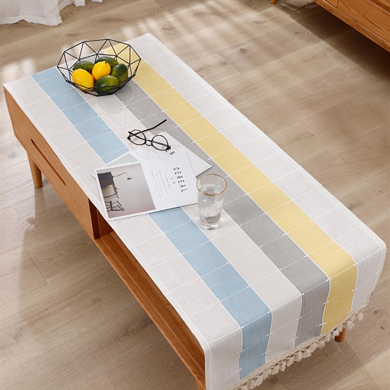 桌布布艺棉麻小清新北欧s流苏防水防烫电视柜盖布茶几台布餐桌垫