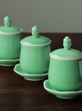 龙泉青瓷圣水杯佛前供杯陶瓷莲花供佛杯观音水R杯供奉佛具用品摆