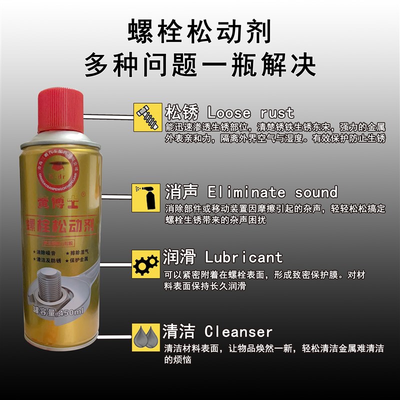 螺栓松动剂螺丝除锈剂喷剂防门响润滑油门轴合页润滑剂防锈去锈