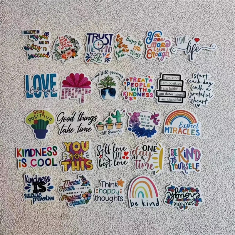 52张英文版励志语录彩色贴纸鼓励学习装饰笔记本头盔相框手账手机