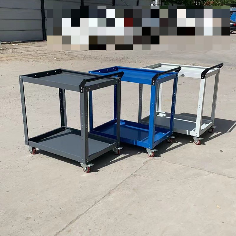多功能重型加厚工具车双层物料车间移动钳工车库房钢制工具手推车