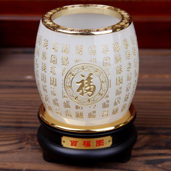 百福图 琉璃笔筒 时尚创意 办公桌品书房装饰品摆件老师生日礼物