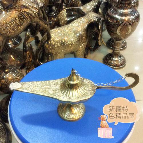 巴基斯铜器纯手工铜雕阿拉丁神灯新款铜雕工艺品BT416家居摆件