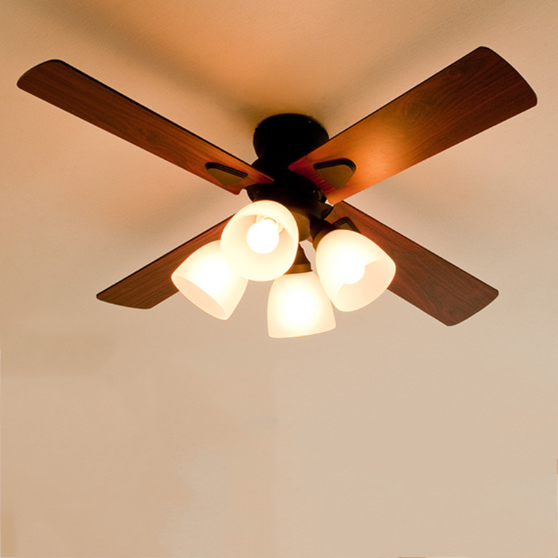 日式实木吊扇灯餐厅家用客厅北欧简约黑白色正R反转出口风扇吊灯