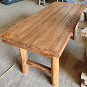 原木复古茶桌老榆木餐桌实木吧台书桌桌子家用长桌茶台简约桌面板