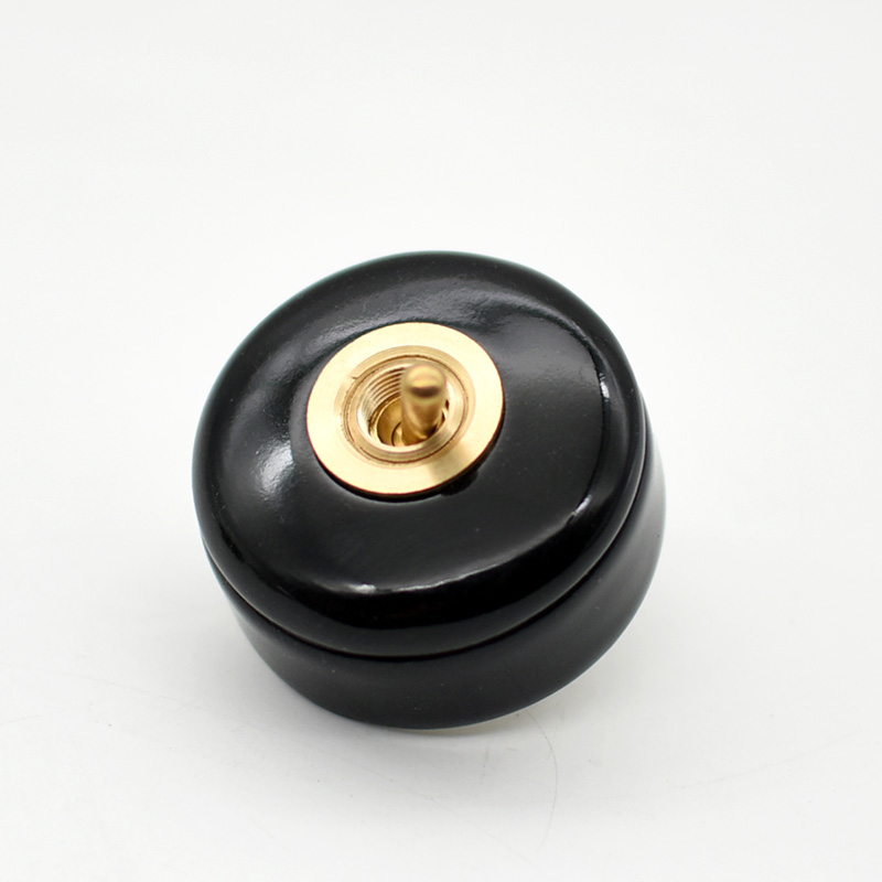 民宿陶瓷复古拔动开关个性创意全铜杆老旧式灯具控制器咖啡厅餐厅