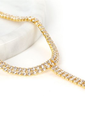 欧美颈链配饰 简约高级风性感时尚百搭长款T形水晶项链女 YChoker