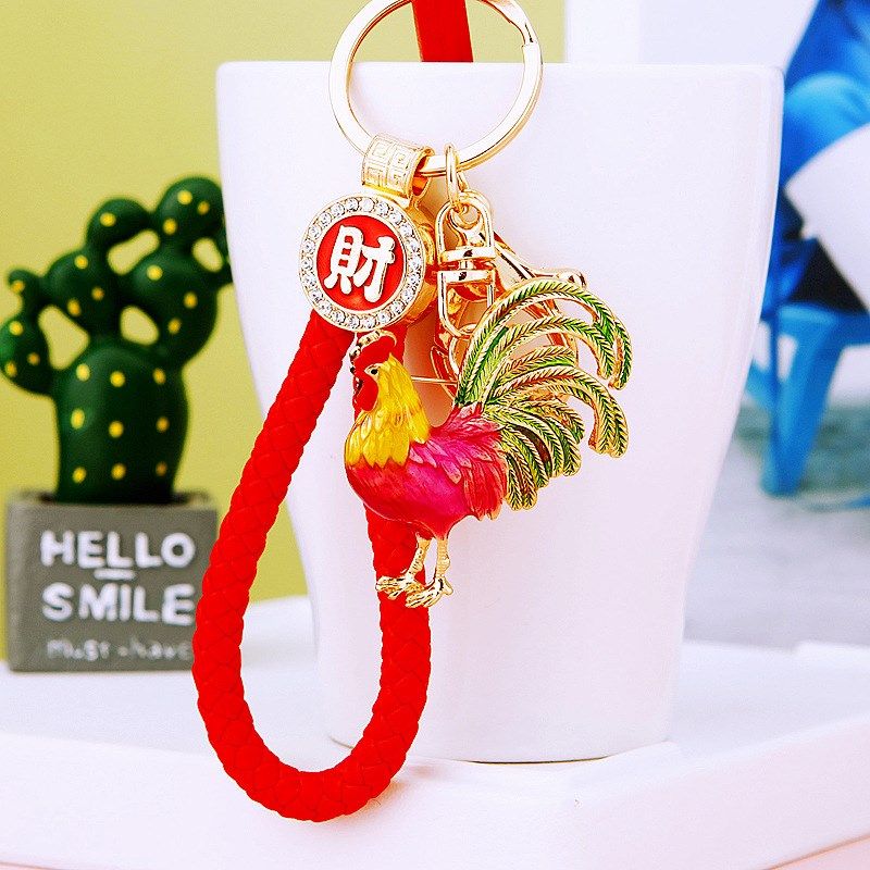 十二生肖公鸡汽车钥匙扣金属可爱女包包挂件钥P匙链圈创意跨境礼