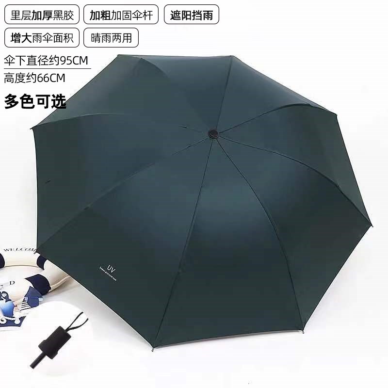 大量UV黑胶防晒太s阳伞折叠晴雨两用广告礼品全自动雨伞厂家