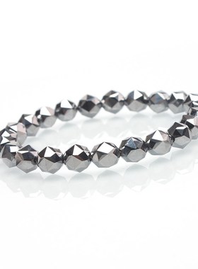 天然保健太赫兹能量石单圈手链A融冰圆珠切角钛赫兹多晶硅手串