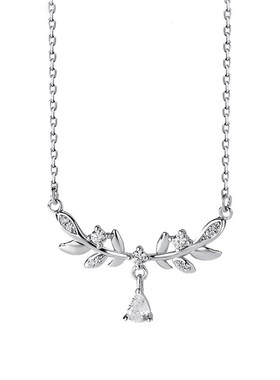 月桂女神a足银999项链女小众设计轻奢款锆石锁骨链ins风麦穗吊坠